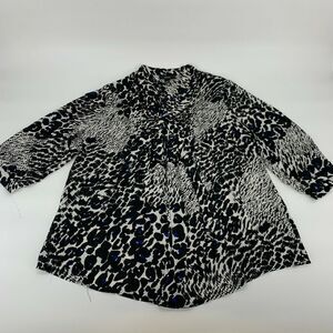 Alfani Womens Shirt Blouse Animal Print 3/4 Sleeve Career Casual Sz 16